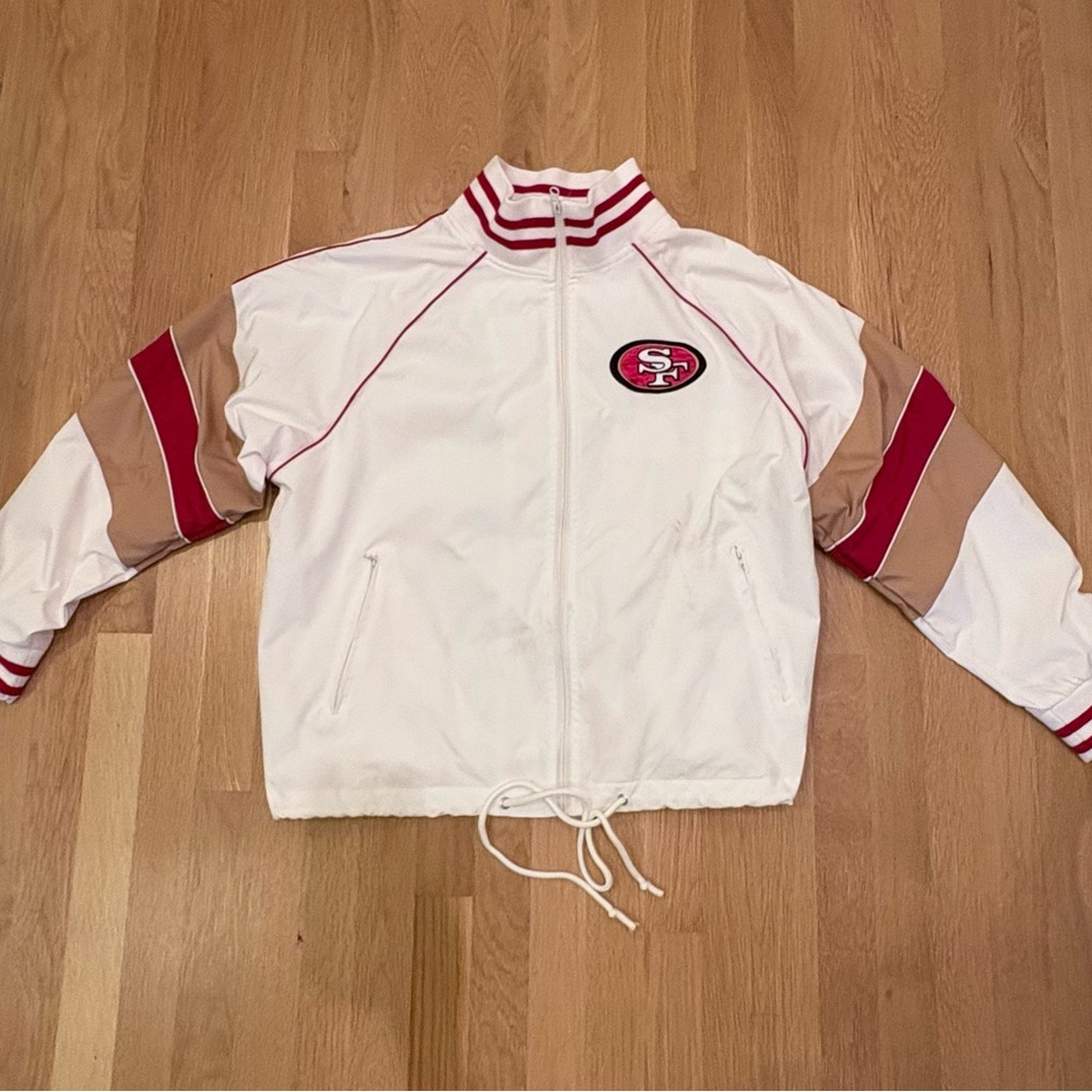 Ultra Game NFL San Francisco 49ers Lightweight Team Jacket/White Red Windbreaker